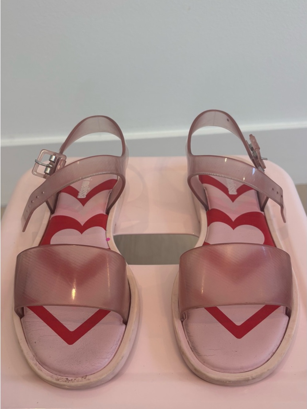 Mini Melissa Pink Jelly Ankle Strap Sandals